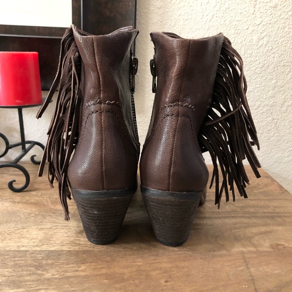 Sam Edelman Louie brown leather fringe booties 7.5 - Picture 5 of 10